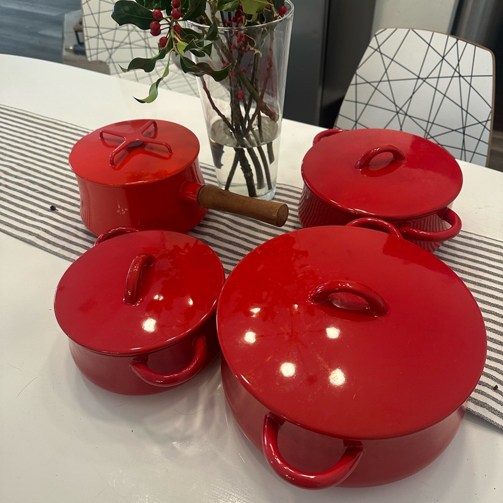 NWOT Set of Dansk IHQ Kobenstyle Red
Enamel Dutch Oven Pots by Dansk Designs